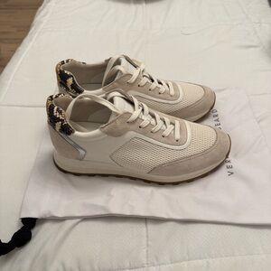 Veronica Beard luxury leather snakeskin and suede barely worn sneakers
